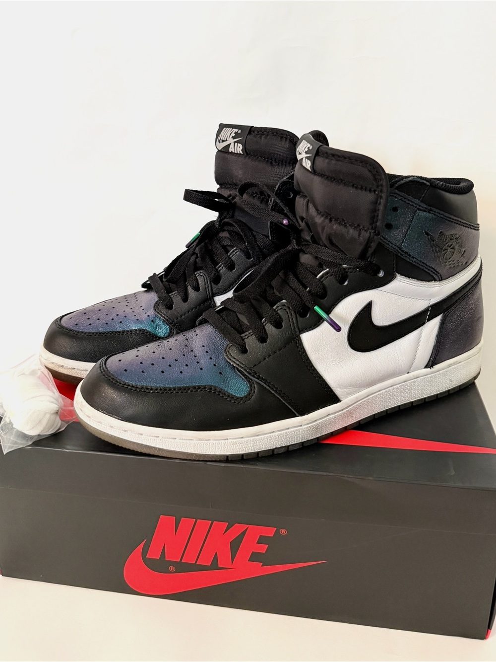 Jordan Men’s High-Top Sneakers - Black White Iridescent